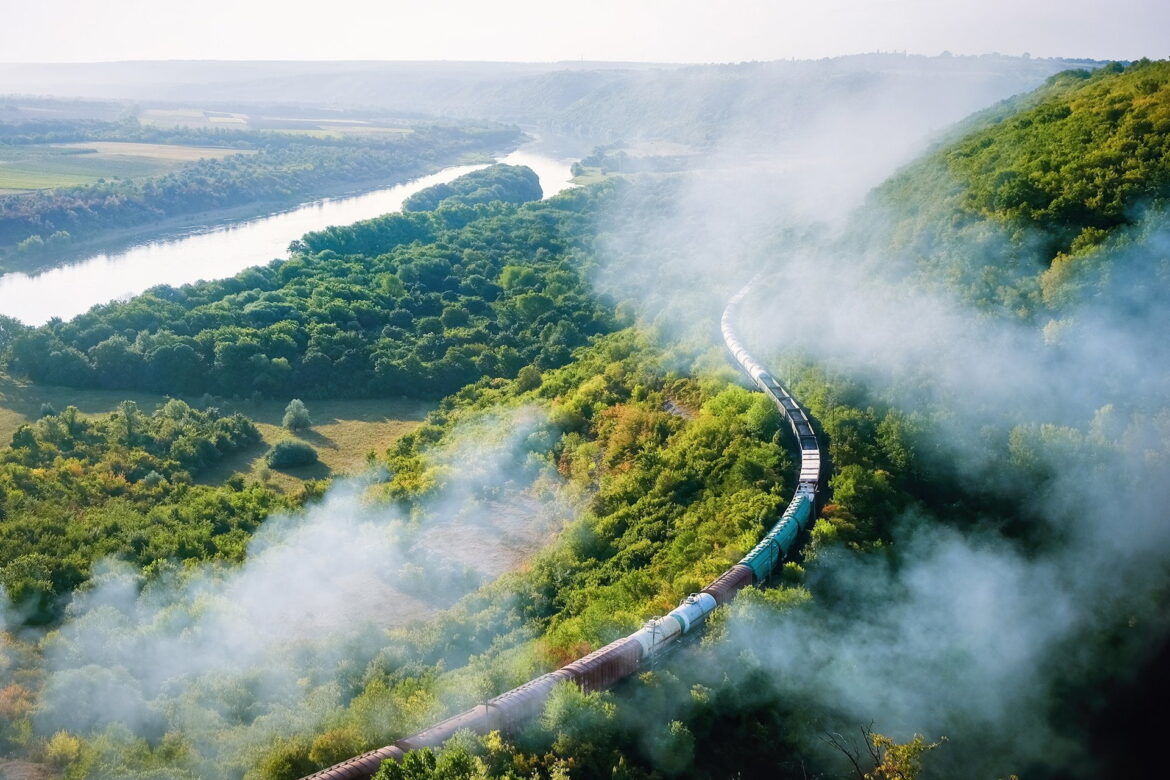 Moving train in Moldova